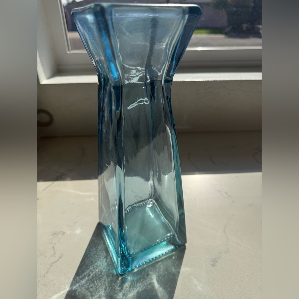 Azure Glass Vase for Home Decor